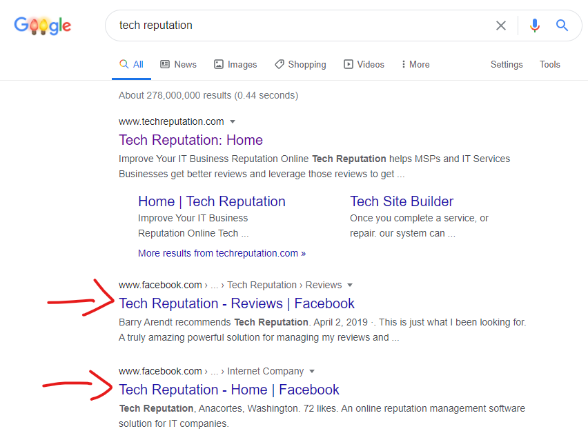 Tech Reputation SEO Example for Business Reputation